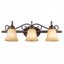  4074-3 RBZ - Belle Meade 3 Light Bath Vanity in Rubbed Bronze with Tea Stone Glass